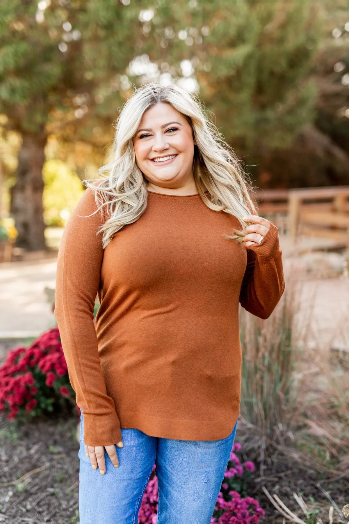 Butter Me Up Knit Sweater- Dark Camel