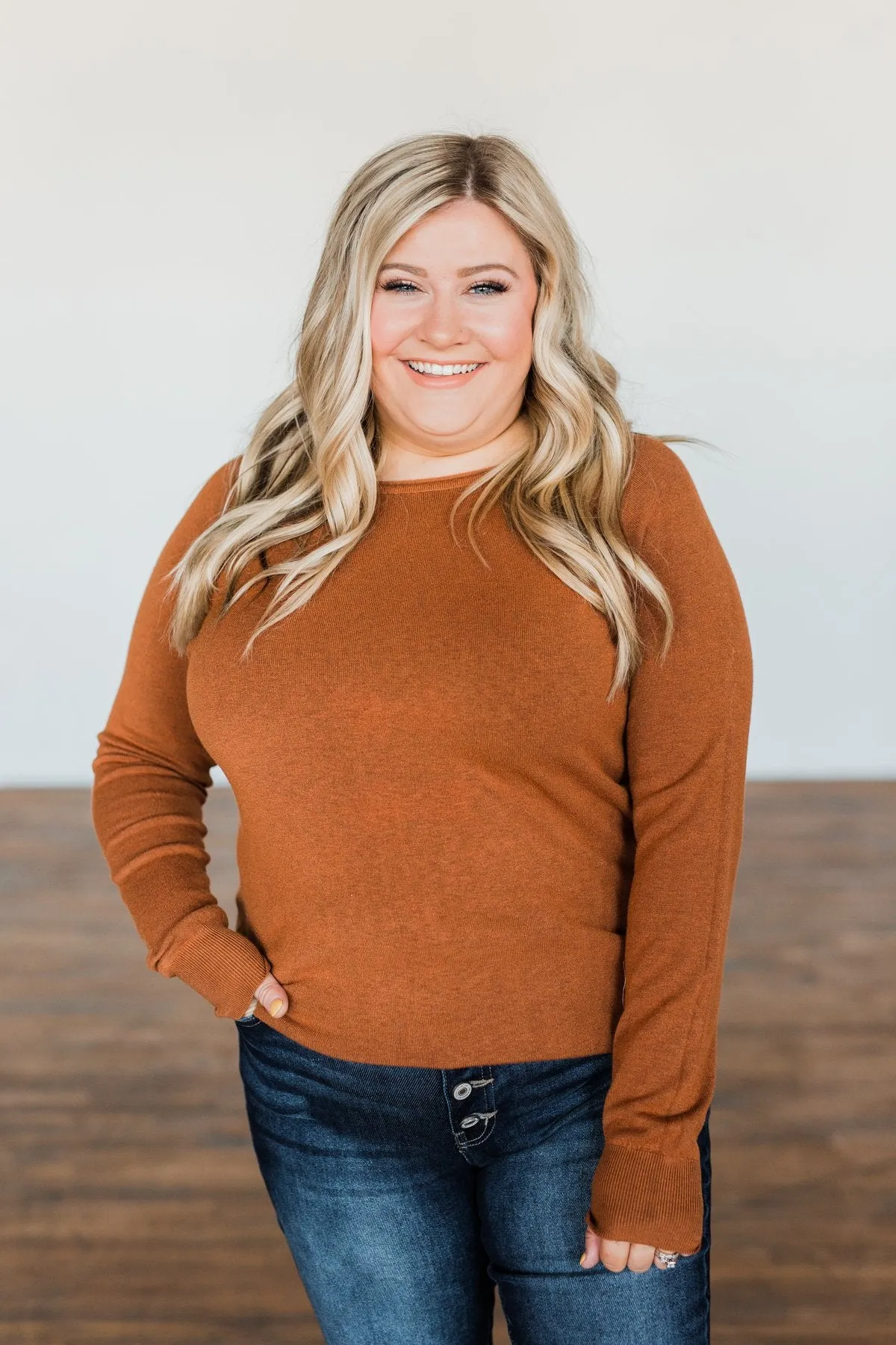 Butter Me Up Knit Sweater- Dark Camel