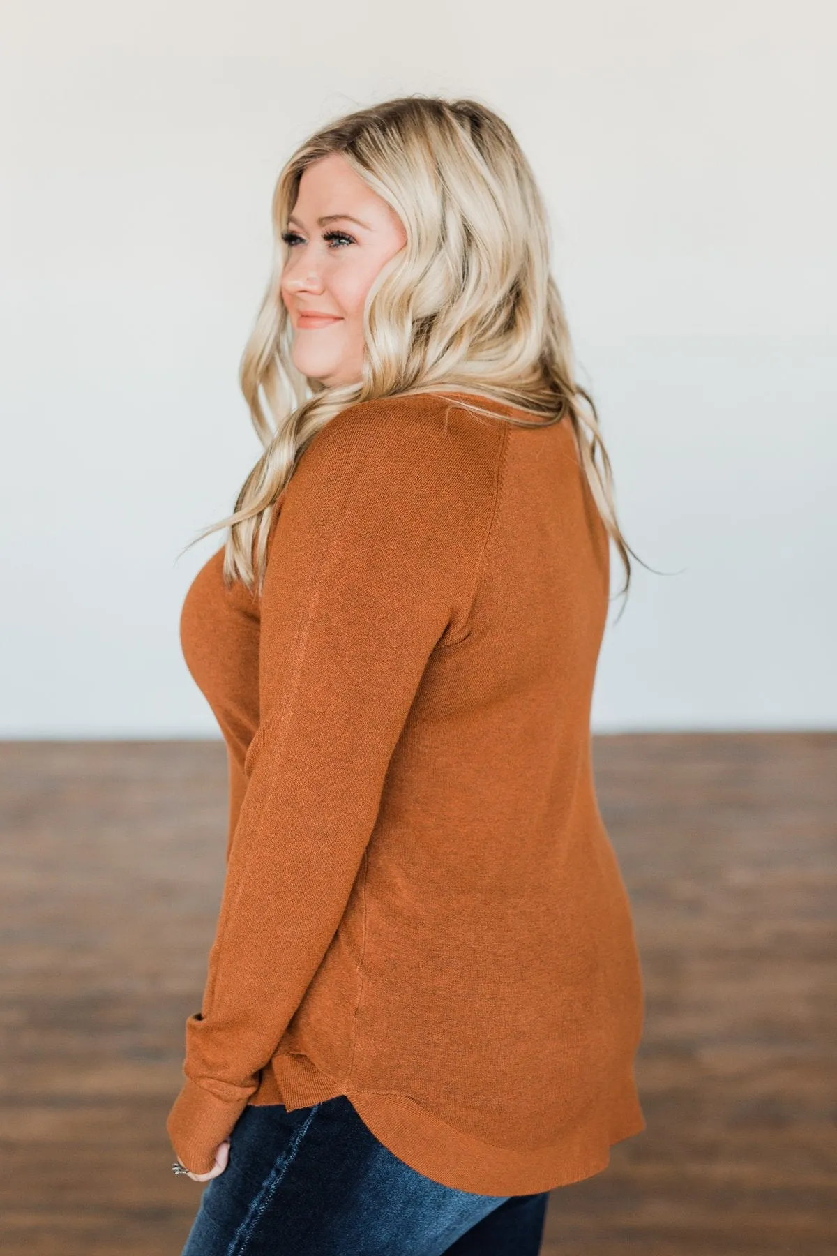 Butter Me Up Knit Sweater- Dark Camel