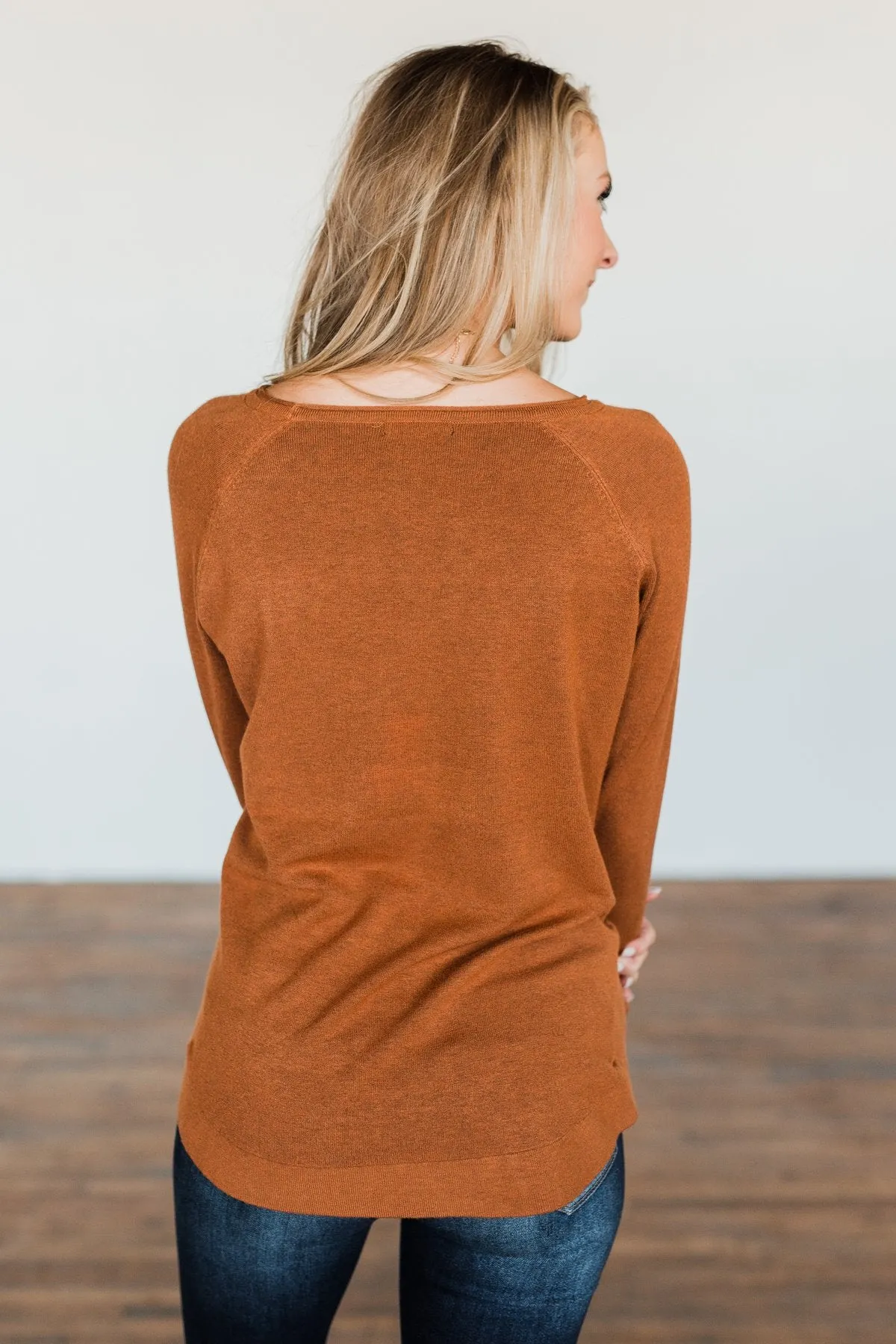 Butter Me Up Knit Sweater- Dark Camel